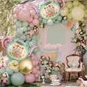 102 Pcs Tea Party Balloons, 35" Huge Teapot Aluminum Foil Balloons Pink Green Gold Confetti Latex Balloon for Girls Birthday Let's Par Tea Baby Shower Bridal Shower Garden Party Decorations Supplies