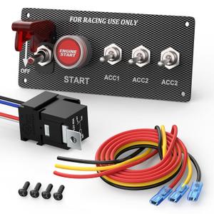 RVBOATPAT 5 in 1 Ignition Switch Panel Boat Toggle Switch Panel DC 12V 30A Racing Switch Panel Push Start Ignition Kit for Race Car Truck