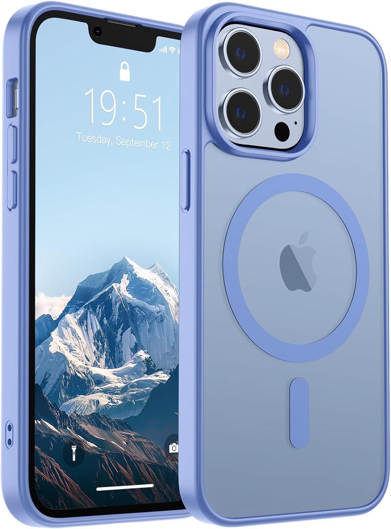 SUPFINE Magnetic for iPhone 13 Pro Max Case (Compatible with MagSafe) (Military Grade Drop Protection) Slim Translucent Matte Shockproof Phone Cover,Blue Purple