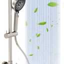 Rainshower Head with Handheld Spray, Retrofit Shower System with Solid Brass Connecter, High Pressure Shower Head with Adjustable Holder& Tub Spout, 60" Stainless Steel Hose, Brushed Nickel