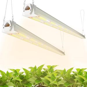 FREELICHT 2 Pack 4FT LED Grow Light, 40W (250W Equivalent), Full Spectrum Sunlight Growing Lamp Fixture, Linkable Hanging Plant Light for Hydroponic Indoor Plants Seeding, Plug-in with On/Off Switch (2 Pack-Red White Spectrum)