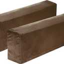 uxcell 2Pcs Stretch Armrest Covers, Polyester Soft Armchair Slipcovers Couch Recliner Arm Cover for Chair Sofa Protector, Coffee