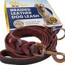 Heavy-Duty Leather Dog Leash 5.6 ft - Soft & Strong Training Dog Leashes for Small, and Medium Breeds (Brown, 5.6 ft x 5/8")