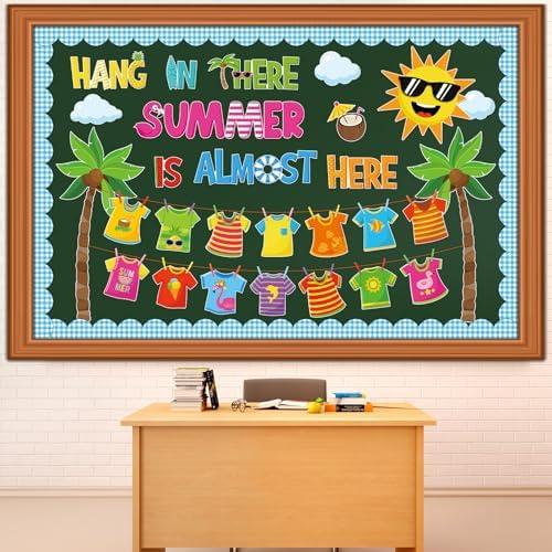 Containlol Summer Bulletin Board Set Hawaii T-shirt Classroom Decorations Tropical Coconut Tree Paper Cutouts for Summer Beach Aloha Back to School Classroom Door Wall Supplies 2 Pack