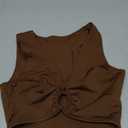 Sexy Crop Tops for Women Sleeveless Deep V Neck Workout Tops Plunge Ring Cleavage Cropped Tank Top (Small, Brown)