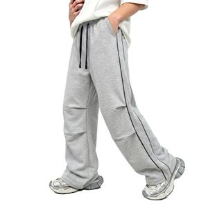 GINGTTO Mens Baggy Sweatpants Wide Leg Loose Open Bottom Track Pants Grey M (Gray, M)