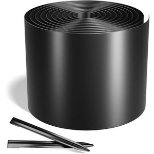 Worth Galvanized Steel Landscape Edging 8" x25' Metal Garden Edging Roll Flexible Bender Border with 8Pcs Stakes for Lawn, Flower Bed Edges, Black