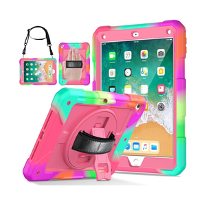 LTROP iPad 6th Generation Case,iPad 5th Generation Case,iPad 9.7 Case,iPad Air 2 Case for Kids,Shockproof Case with Pencil Holder/360 Rotating Stand/Hand Strap for iPad 2018/2017 9.7 inch, Pink