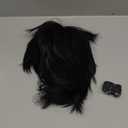 OYSRONG Men Short 11.81''/30cm Black Curly Wig, Multifunction Fluffy Layered Frizzy Cosplay Heat Resistant Fibre Wig