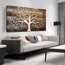 Tree of Life Canvas Wall Art for Living Room - Modern Pictures Wall Art for Office - Bedroom Wall Decor Above Bed Size 29" x 59" (White Brown)