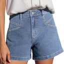 Sidefeel Women’s Jean Shorts High Waisted Stretchy Casual Zimbaplatinum Summer Denim Shorts with Pockets, XL