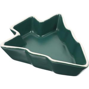 Veemoon Ceramic Christmas Tree Shaped Plate - Festive Appetizer Tray for Snacks - Dips and Desserts Holiday Serving Dish for Cookies Candy and Treats Green Color
