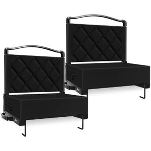 Stadium Seats with Back Support Cushion, Folding Stadium Seats for Bleachers Hold up 400lbs, Wide Bleacher Seat with Shoulder Strap & Handle Comfort for Sports Events (Black, 2pcs)