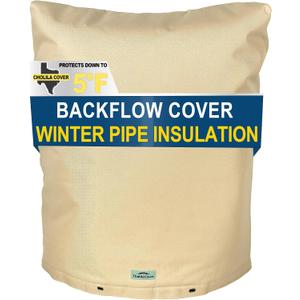 Backflow Preventer Cover Insulated (5F) - 24" W x 26" H Backflow Cover for Winter Pipe Freeze Protection - Sprinkler Covers for Outside - Double Wall Insulation Cover Khaki