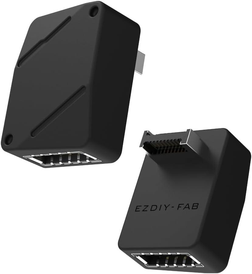 EZDIY-FAB USB 3.2 Gen 2 Type-E 90 Degree L-Shape Adapter, Motherboard USB-C Header Converter for Front Panel, Type-E Male to Female, Supports USB 3.2 Gen 2 (10Gbps) and Gen 2x2 (20Gbps) Black-STD