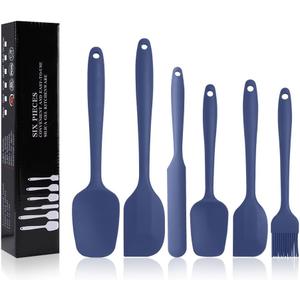 Silicone Spatulas Set, Rubber Spoon Spatula Heat Resistant Spoonula One Piece Design Seamless Spatula Non-Stick Scrapers Baking Mixing Tool (Dark Blue)