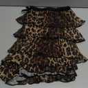 Verdusa Women's Plus Size Y2K Cheetah Print Ruffle Shorts Tiered Layered Low Waist Mesh Mini Shorts (XX-Large Plus, Brown)
