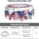 4th of July Fireworks Tablecloth Patriotic Round Table Cloth Washable Table Cover for Home Kitchen Party Picnic 60 Inch