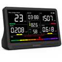 16 in 1 Air Quality Monitor Indoor 7" Display 9 AQI+7 AQI Alerts, CO2 Monitor Air Quality Tester for CO2, TVOC, PM2.5 PM1.0 PM10, HCHO Temperature Humidity AQI & Time Air Quality Meter for Home,8h Standard-Black