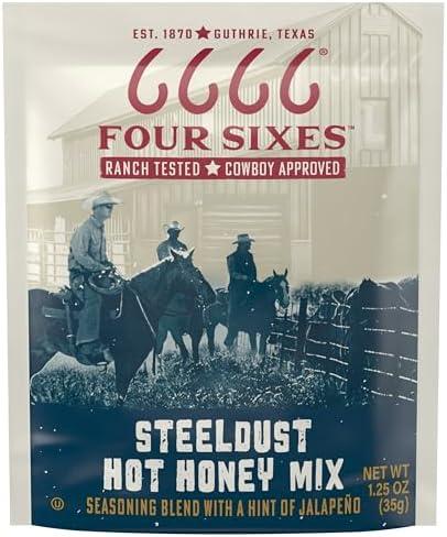 Pack of 7 6666 Four Sixes Steeldust Hot Honey Seasoning Mix, 1.25 Ounce, Best By OCT 24/27