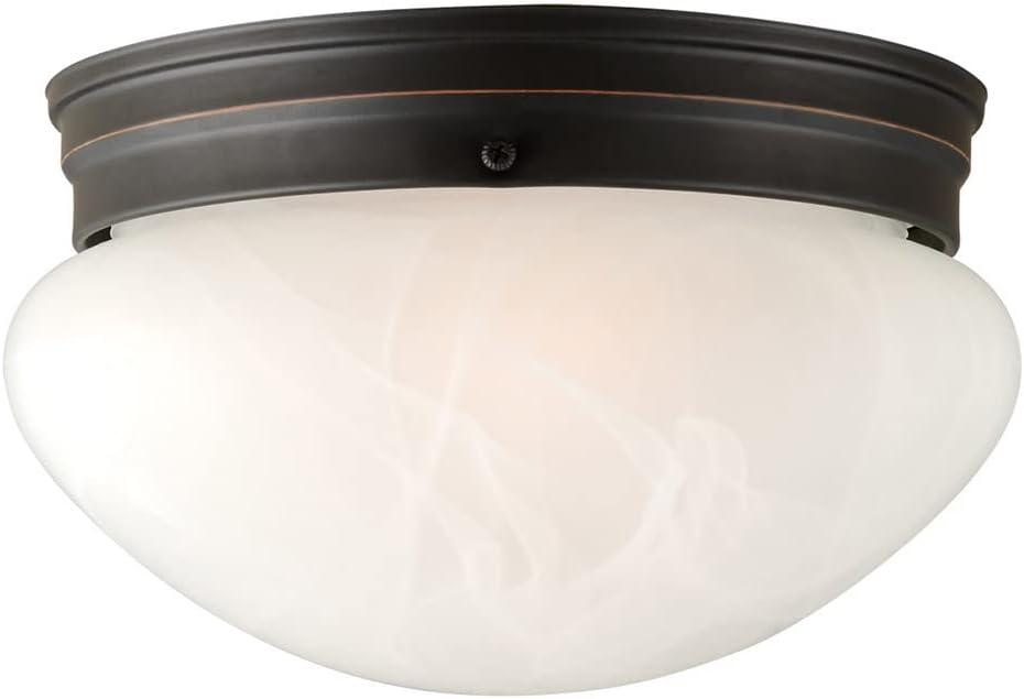 Design House Millbridge Dome 9-1/4 Inch Diameter Indoor Ceiling Light Fixture, for Bedroom, Hallway, Closet & Dining Room, Alabaster Glass, Oil Rubbed Bronze, 514539