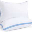 viewstar Bed Pillows Different Sizes Set of 2, Hotel Quality Cooling Down Alternative Gusseted Pillows for Side, Back, or Stomach Sleepers, Blue, King