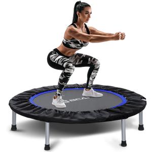 BCAN 38"/40''/48'' Foldable Mini Trampoline Fitness Trampoline with Safety Pad,Rebounder Exercise Trampoline for Adults Indoor/Garden Workout,Max Load 300lbs/440lbs (48-Black)
