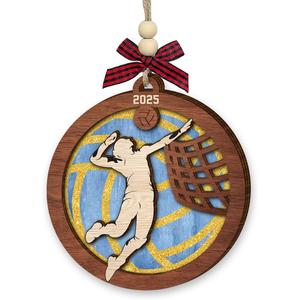 2 x Volleyball Christmas Ornament 2025 - Volleyball Gifts for Teen Girls, Players, Team, Fans, Lovers, Coach - Sports Gifts for Her, Sisters, Friends - Wooden Sports Tree Decorations
