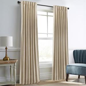 Dreaming Casa Darkening Velvet Curtains for Living Room Thermal Insulated Rod Pocket Back Tab Window Curtain for Bedroom 2 Panels 96 inches Long, 52" W x 96" L