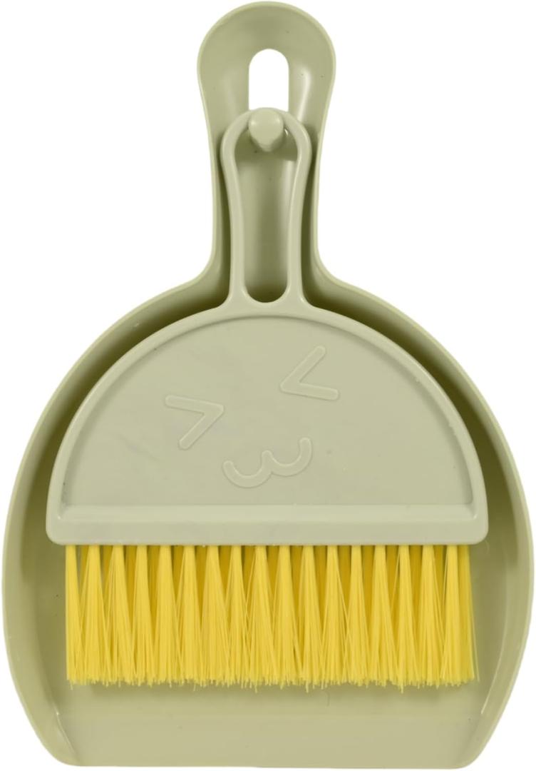 3 x Shaloxar Small Broom and Dustpan Set,mini Compact Portable, for Home, Sofas, Kitchen countertops, Storage Shelves, Office desks, bathrooms, and pet Areas (Green)