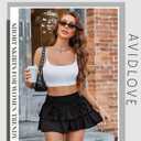 Avidlove Women's Mini Skirt High Waisted Layered Ruffle Skirts Tiered Short Skirt Lingerie Y2K (Black)