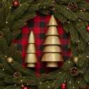 DN DECONATION Gold Tabletop Christmas Tree, Cone Trees Figurines for Xmas Decorations, Wooden-Like Resin Pine Tree Decor for Mantel, Desk, Shelves, TableCenterpieces Holiday Home Decor (Set of 2)