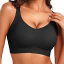 Vertvie Women's Seamless Wireless Push Up Bras with Support and Lift No Underwire Bralettes Full Coverage Sport Everyday Bra (Large, Black)