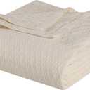 Superior Diamond Weave All-Season Cotton Blanket, Cover for Home, Couch, Bed, Soft, Warm Blankets, Boho Aesthetic, Comfy, Cozy, and Cute Covers, Decorative Bedding Essentials, Throw Size, Ivory
