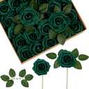 InnoGear Artificial Flowers, 50 Pcs Hunt Green Foam Fake Roses Bulk with Stems for St. Patrick's Decoration DIY Wedding Bouquets Centerpieces Bridal Shower Party Valentines Christmas Tree
