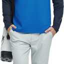 M MAELREG Quarter Zip Pullover Men Moisture Wicking Micro Fleece Performance Raglan Collarless Golf Sweatshirts for Men (Blue, M)