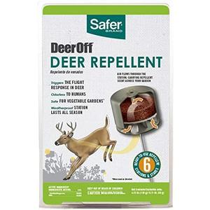 Safer 5962 Deer-Off Deer Repellent Stations - 6 Waterproof Deer Repelling Stakes for Gardens and Lawns - All Season Protection