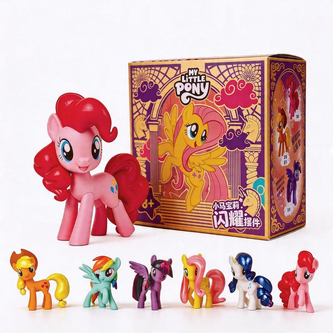 MINISO My Little Pony Blind Box Collectible Vinyl Figure, Cute Pony Mystery Box Model for Room Decor & Birthday Gifts, Random Style Single Box