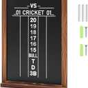 Dart Scoreboard for Cricket and 01 Darts Games Darts Holder Wall Mount Wood Dartboard Accessories for Cricket and 01 Dart Games with Marker (16 x 12", Blackcharcoal-colored Border)