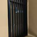 Metal Freestanding Dog Gate with Door, Extra Wide 81", 31" Height Foldable Dog Gates for Doorways, Tall Pet Fence Indoor Outdoor Pet Gates, 4 Panels Pet Barrier for Stairs Hallways, Black