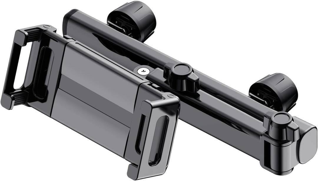 Car Headrest Mount for Tablets and Phones Adjustable Rotation Aluminum Alloy Holder Backseat Entertainment (Bracket set)