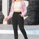 Bamans Dress Pants for Women High Waisted Skinny Leg Pants Work Business Trousers Formal Office Tummy Control Slacks, S