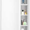 White Bathroom Medicine Cabinet with Mirror 17 x 27 Metal Frame Recessed Or Wall Mounted Single Door Storage Medicine Cabinets with Adjustable Shelves Rounded Corner Beveled Mirrors
