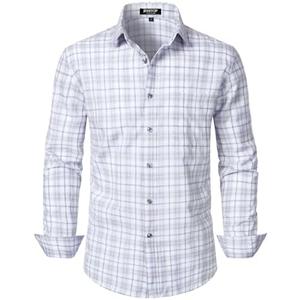 JEMITOP Men's Transitional Weather Slim Fit Long Sleeve Button Down Shirt Business Casual Dress Shirts with Pocket, Size S