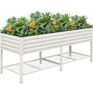 G GOOD GAIN Elevated Raised Garden Bed Kit with Legs, Rack, 2x6ft, White