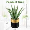 Briful Succulents Artificial Plants Realistic Agave Plant, Gold Black Metal Pot, Farmhouse Aloe Vera Fake Plants for Home Office Desk Bathroom Shelf Decorations