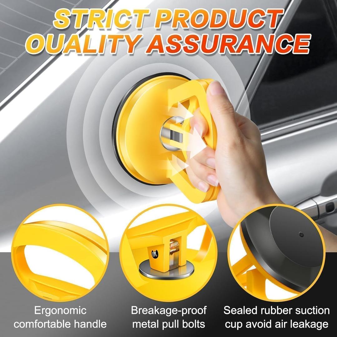 HORFUTY Car Dent Puller 3 Pack Dent Puller Powerful Car Dent Removal Kit Suction Cup Dent Puller for Car Dent Repair Dent Remover Tool for Car Body, Tiles Lifting, Objects Moving, Screen (Yellow+Black)