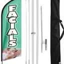 Facials Feather Flag Sign, Facials Swooper Flag Pole Kit and Ground Stake, 11 Feet Advertising Feather Banner Sign for Facials Business