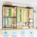 Ulif E10 Clothes Rack（With Stretchable Hanger Rod）Freestanding Clothing Racks for Hanging Clothes，Adjustable Closet Organizer System，Portable Garment Rack 73-97"W x 15" D x 72" H，Max Load 800LBS，Black