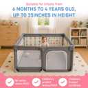 Baby Playpen 50x50 - Educational Play Yard with 6-Sided Learning Panels - Toddler Play Area Indoor Outdoor - Breathable Mesh Safety Enclosure